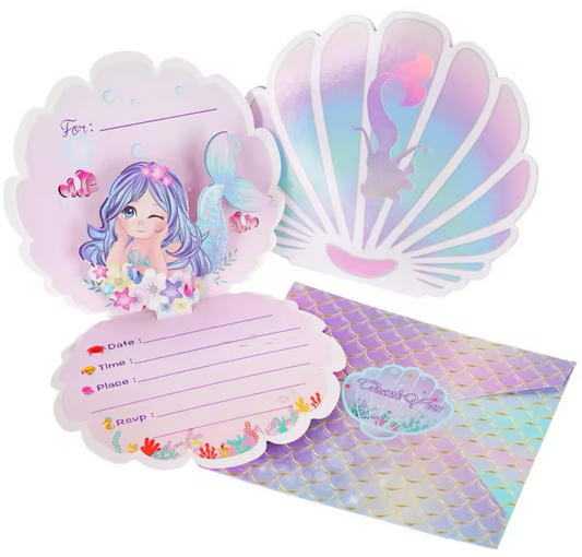 Mermaid Party Mermaid Shell Shaped Party Invitations