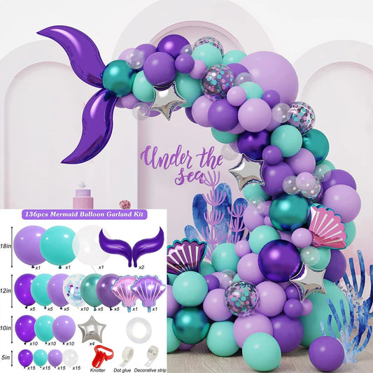 Mermaid Party Mermaid DIY Balloon Arch Complete Set (136 pieces)