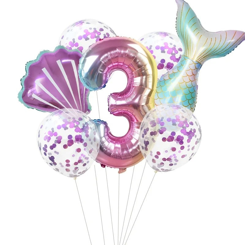 Mermaid Party 7 Piece Mermaid Tail Balloon Set