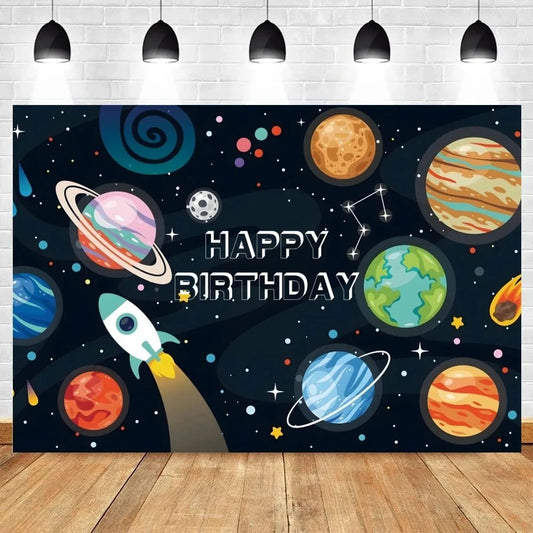 Out Of This World Space Party Background Photo Backdrop