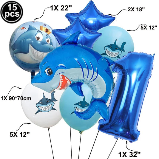 Under The Sea Party Shark Themed Balloon Set (15 pieces)