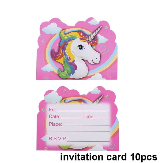 Unicorn Party Pink Rainbow Invitations (pack of 10)