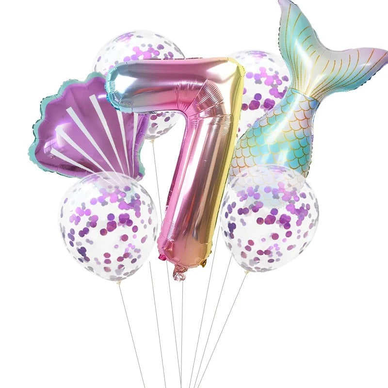 Mermaid Party 7 Piece Mermaid Tail Balloon Set