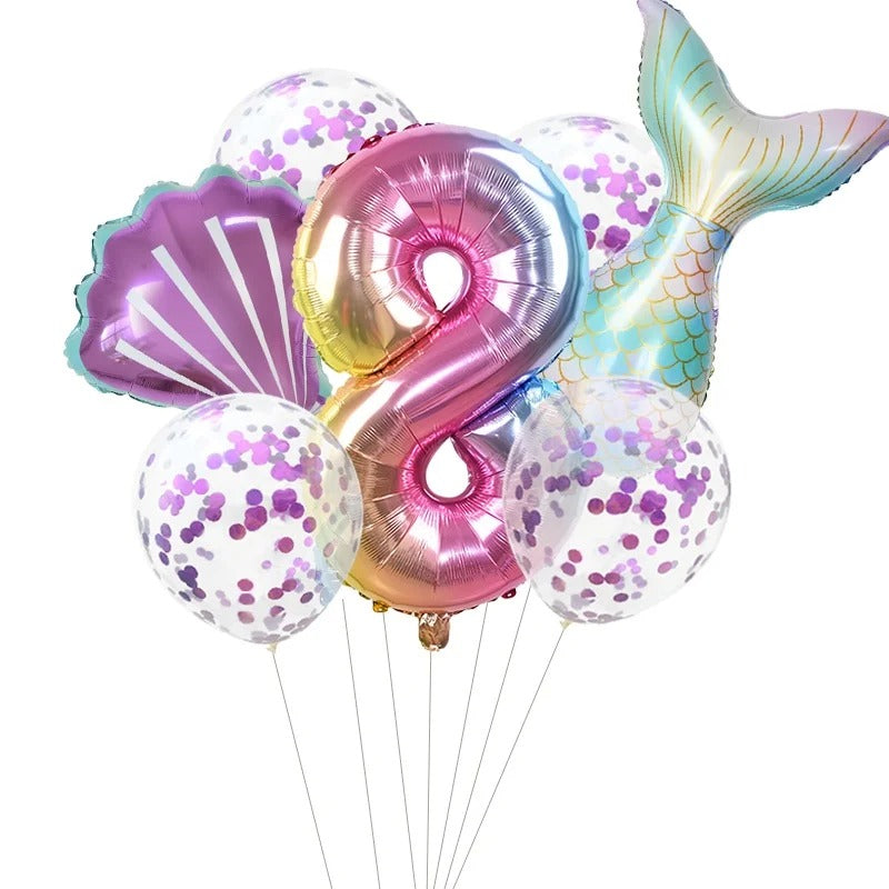 Mermaid Party 7 Piece Mermaid Tail Balloon Set