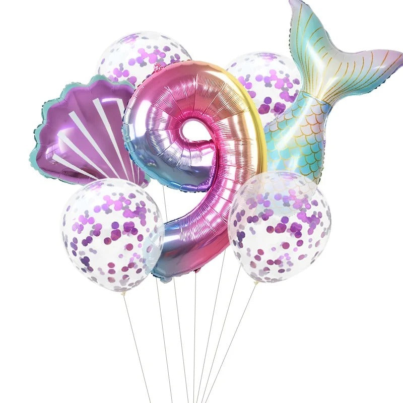 Mermaid Party 7 Piece Mermaid Tail Balloon Set