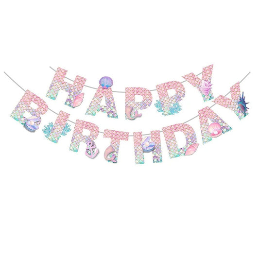 Mermaid Party Mermaid Happy Birthday Banner