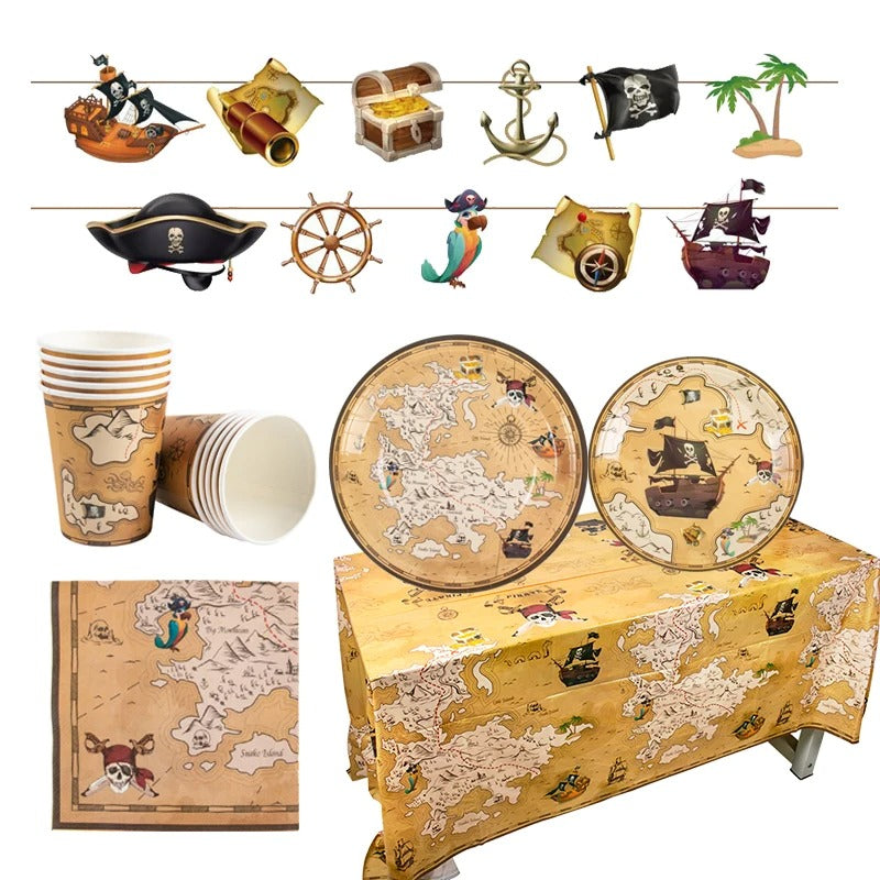 Pirate Party Traditional Treasure Map Tableware Set