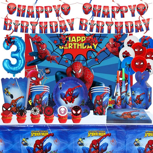 Superhero Party Spiderman Blue Tableware Set