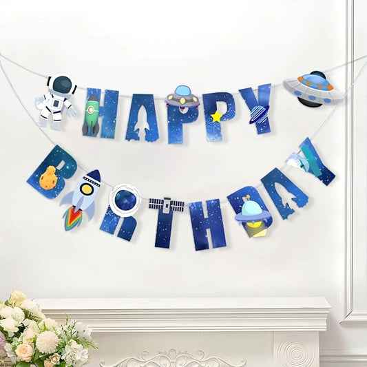 Out Of This World Space Party Happy Birthday Banner