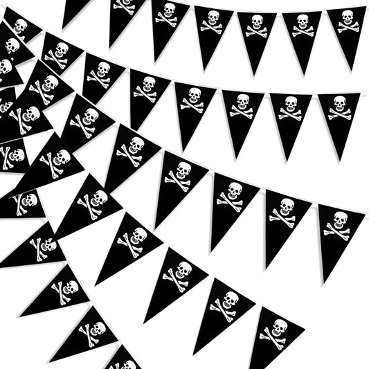 Black Pirate Party Skull & Crossbones Banner