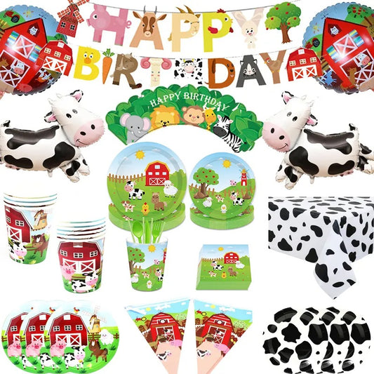 Farm Animal Party Barn Animals Tableware & Banner Set