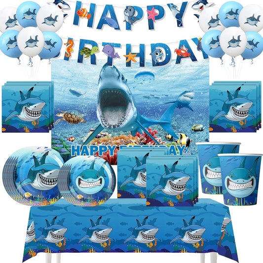 Under The Sea Party Shark Birthday Tableware Set