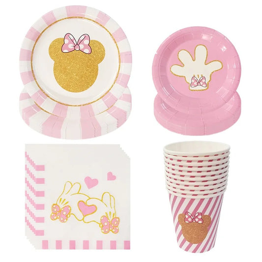 Minnie Mouse Party Pink/Gold Tableware Set