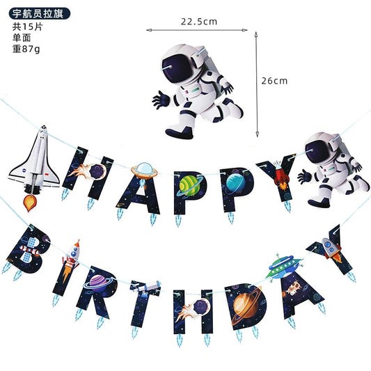 Out Of This World Space Party Rocket/Astronaut Happy Birthday Banner