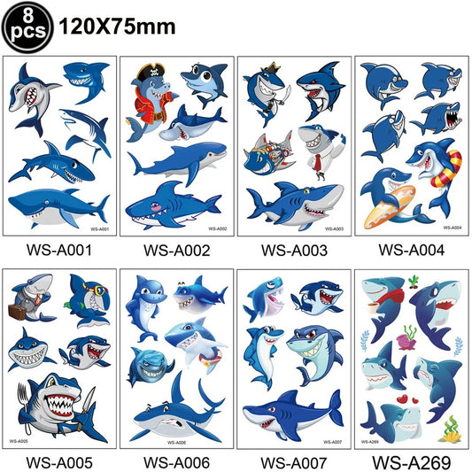 Under The Sea Party Shark Temporary Tattoos