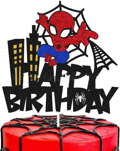 Superhero Party Spiderman Happy Birthday Cake Topper