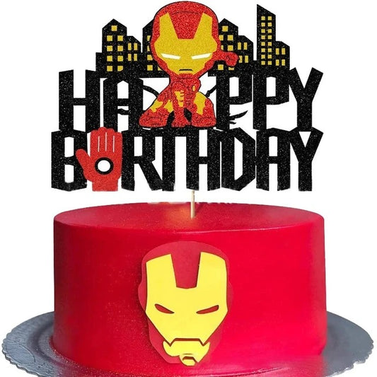 Superhero Party Iron Man Happy Birthday Cake Topper