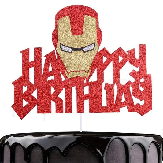 Superhero Party Iron Man Happy Birthday Cake Topper