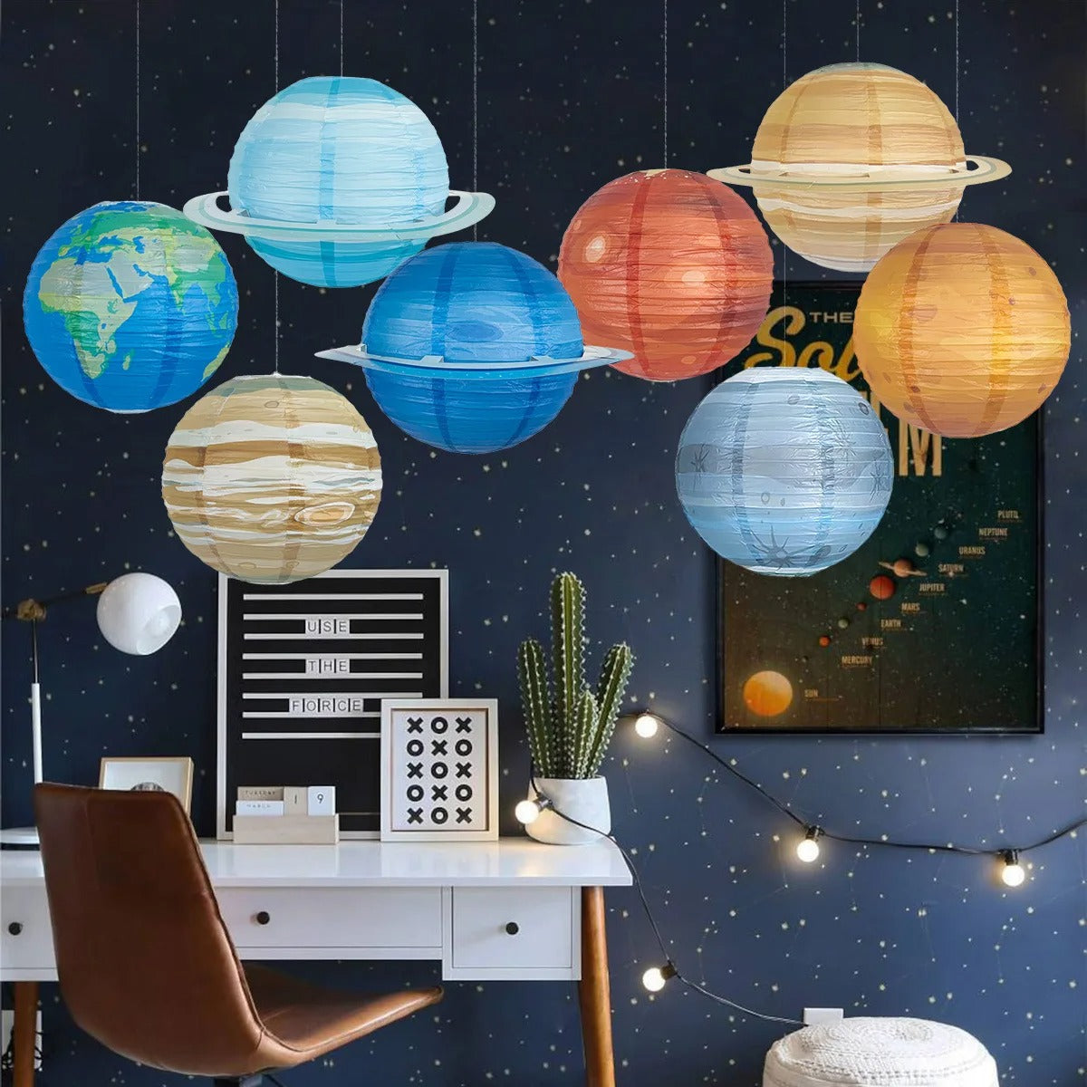 Out Of This World Space Party Hanging Planet Paper Lanterns