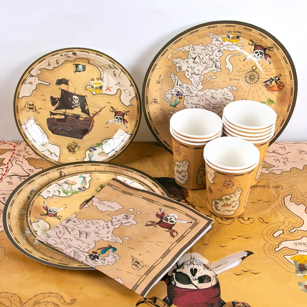 Pirate Party Traditional Treasure Map Tableware Set