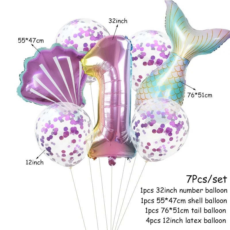 Mermaid Party 7 Piece Mermaid Tail Balloon Set