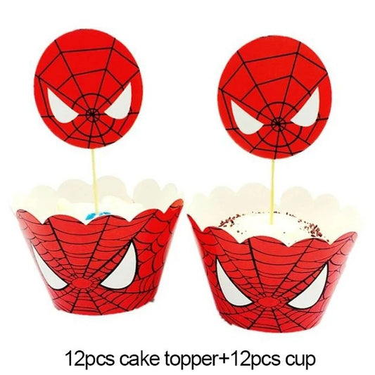 Superhero Party Spiderman Cupcake Cases & Toppers