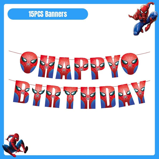 Superhero Party Spiderman Happy Birthday Banner