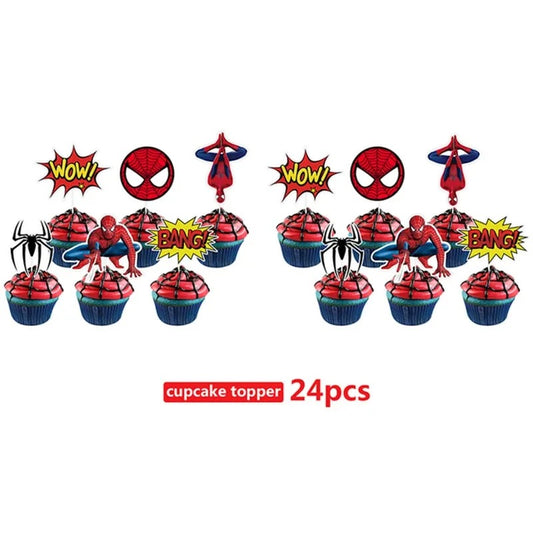 Superhero Party Spiderman Cupcake Toppers