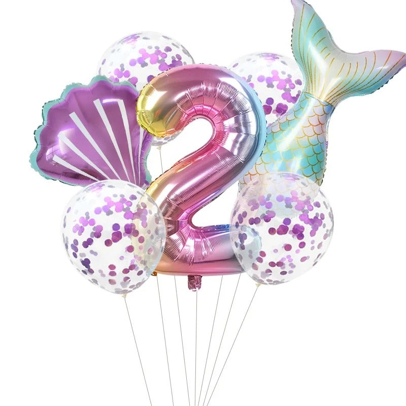 Mermaid Party 7 Piece Mermaid Tail Balloon Set