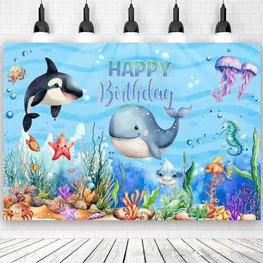 Under The Sea Party Ocean Happy Birthday Background