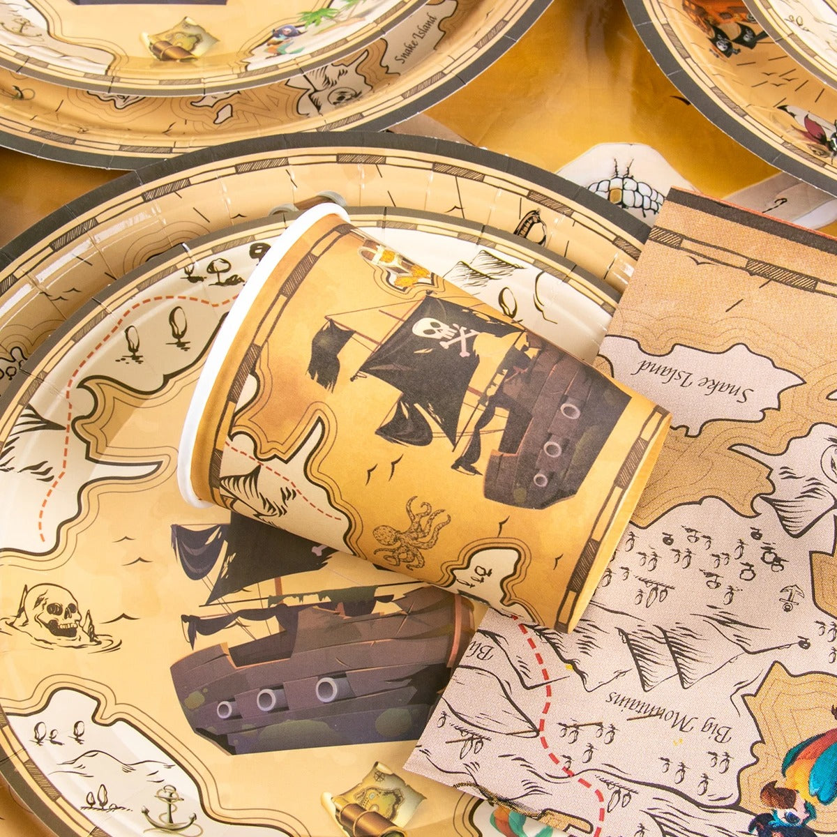 Pirate Party Traditional Treasure Map Tableware Set