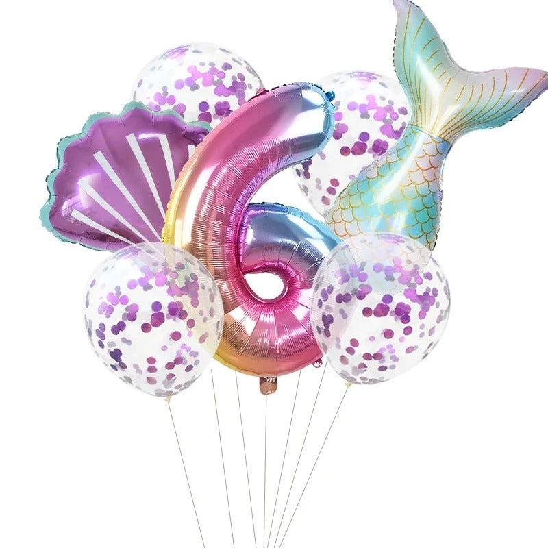 Mermaid Party 7 Piece Mermaid Tail Balloon Set