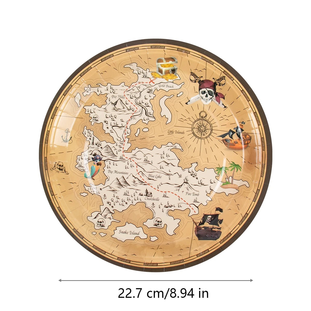 Pirate Party Traditional Treasure Map Tableware Set