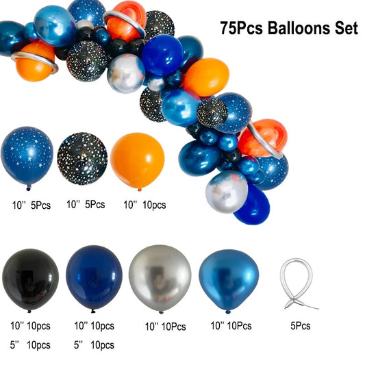 Out Of This World Space Party Galaxy Themed DIY Balloon Arch (75 pieces)